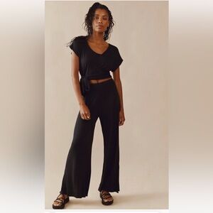 Free People Black Wide Leg Jumpsuit